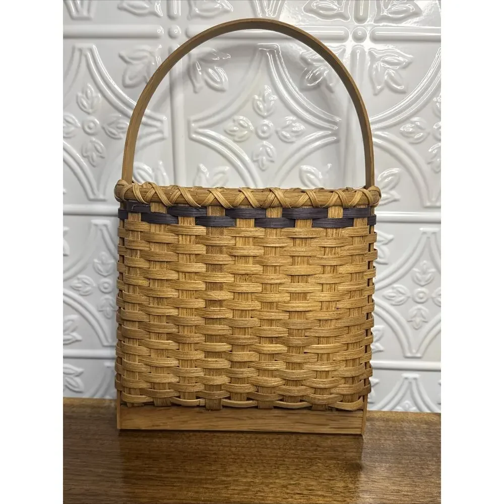 Vtg Woven Wall Hanging Basket Letter Key Holder Cottage Cabin Core